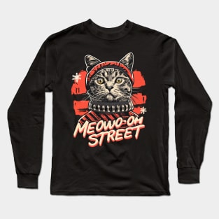 Meow Street Cat Vintage Long Sleeve T-Shirt